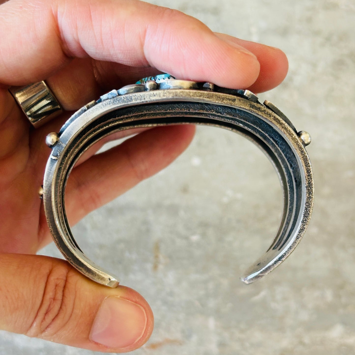 Navajo Kevin Billah Sterling Silver & Kingman Turquoise Statement Cuff