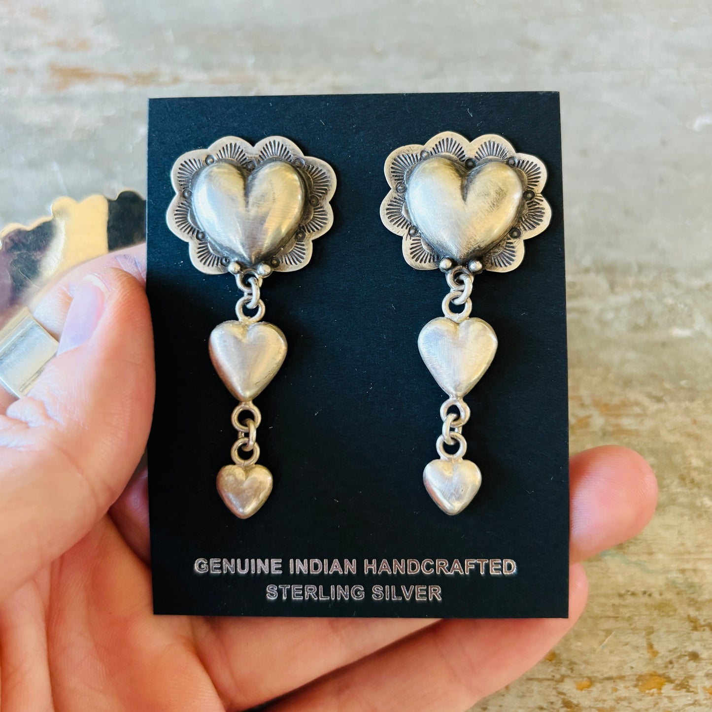 Anglo Mona Van Riper Sterling Silver Heart Earrings