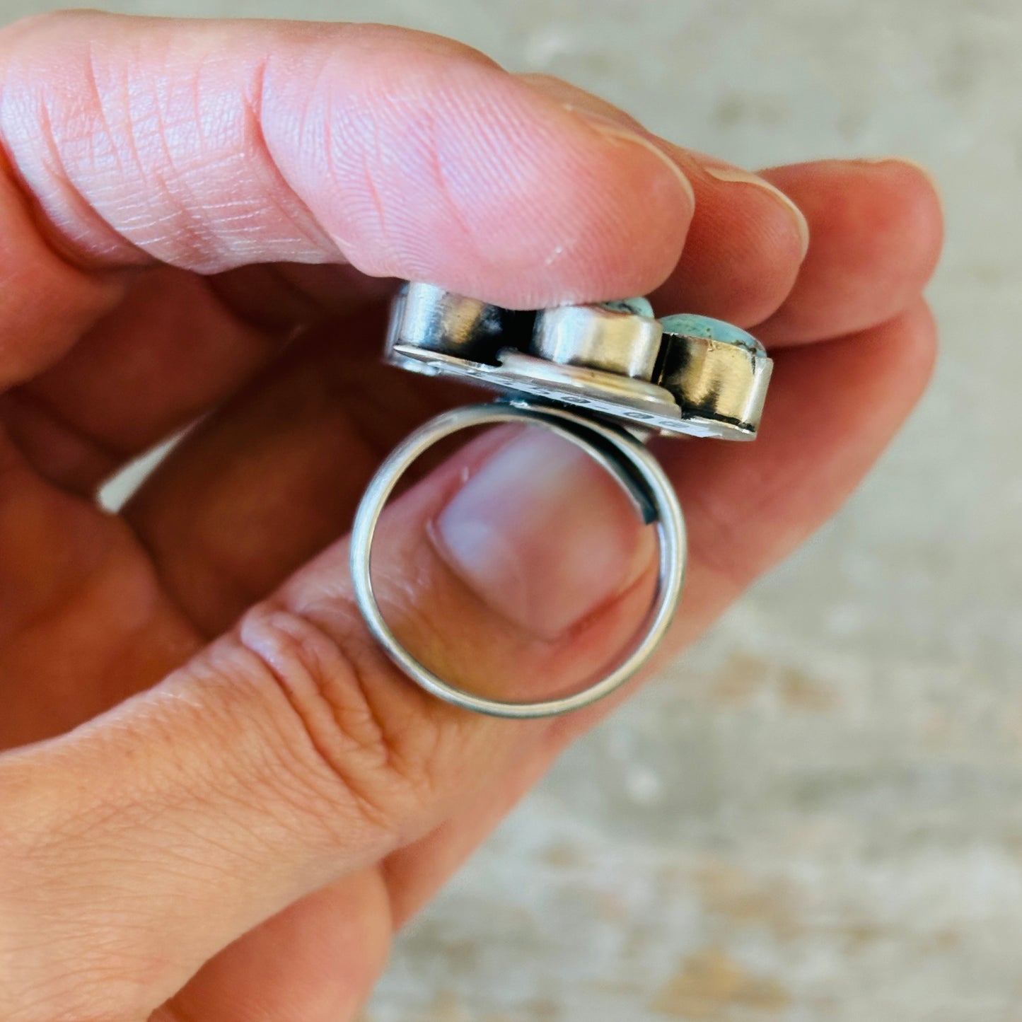 Navajo Rena Shelly Sterling Silver & Golden Hills Cluster Ring
