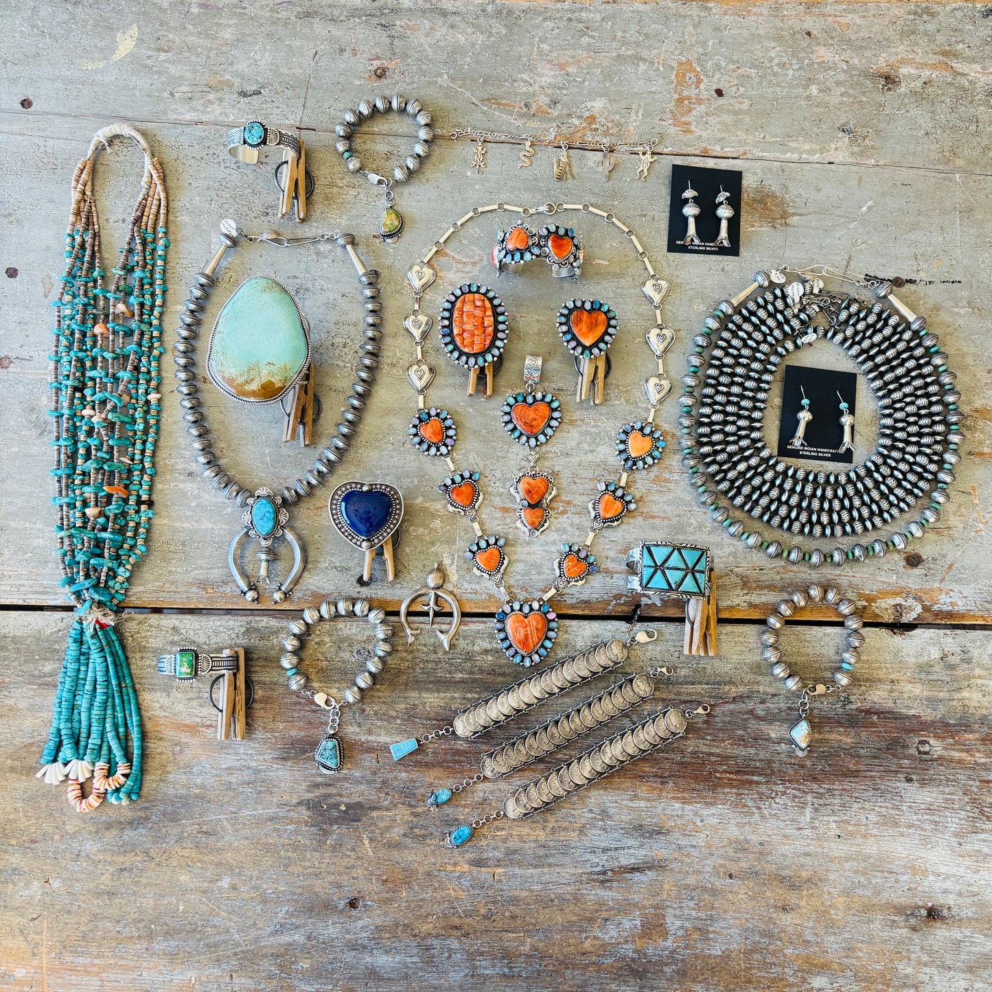 Vintage 1960’s Navajo Turquoise - Spiny & Shell Triple Jacla Necklace