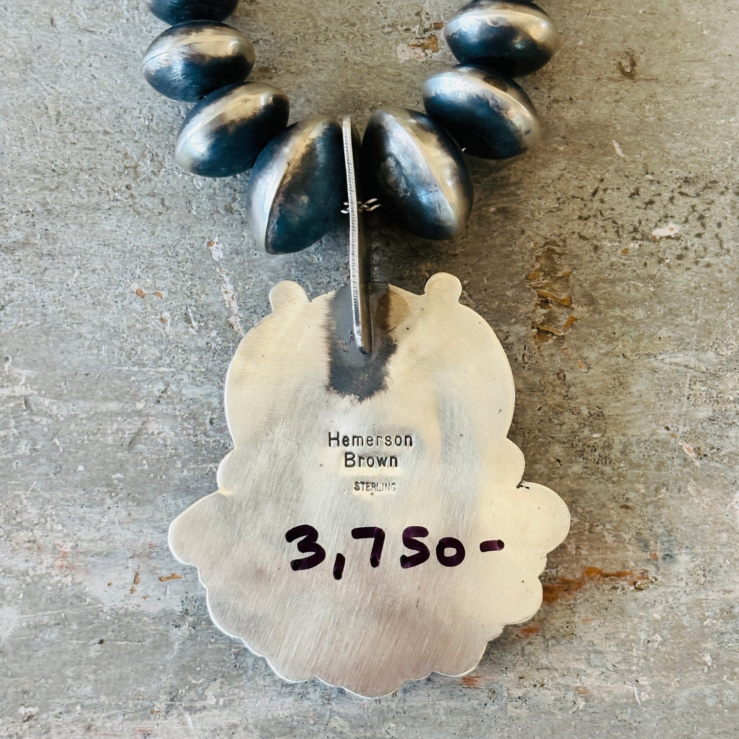 Navajo Hemerson Brown Sterling Silver - Kingman & Sonoran Turquoise Statement Necklace