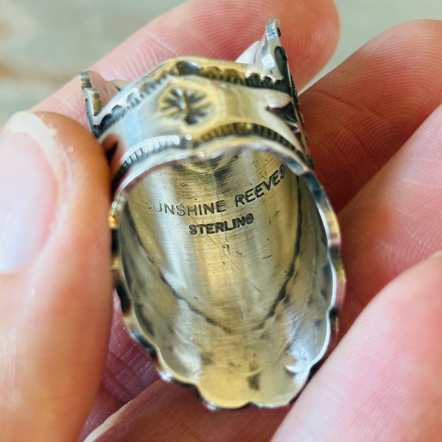 Navajo Sunshine Reeves Sterling Silver Heart Cigar Band Ring