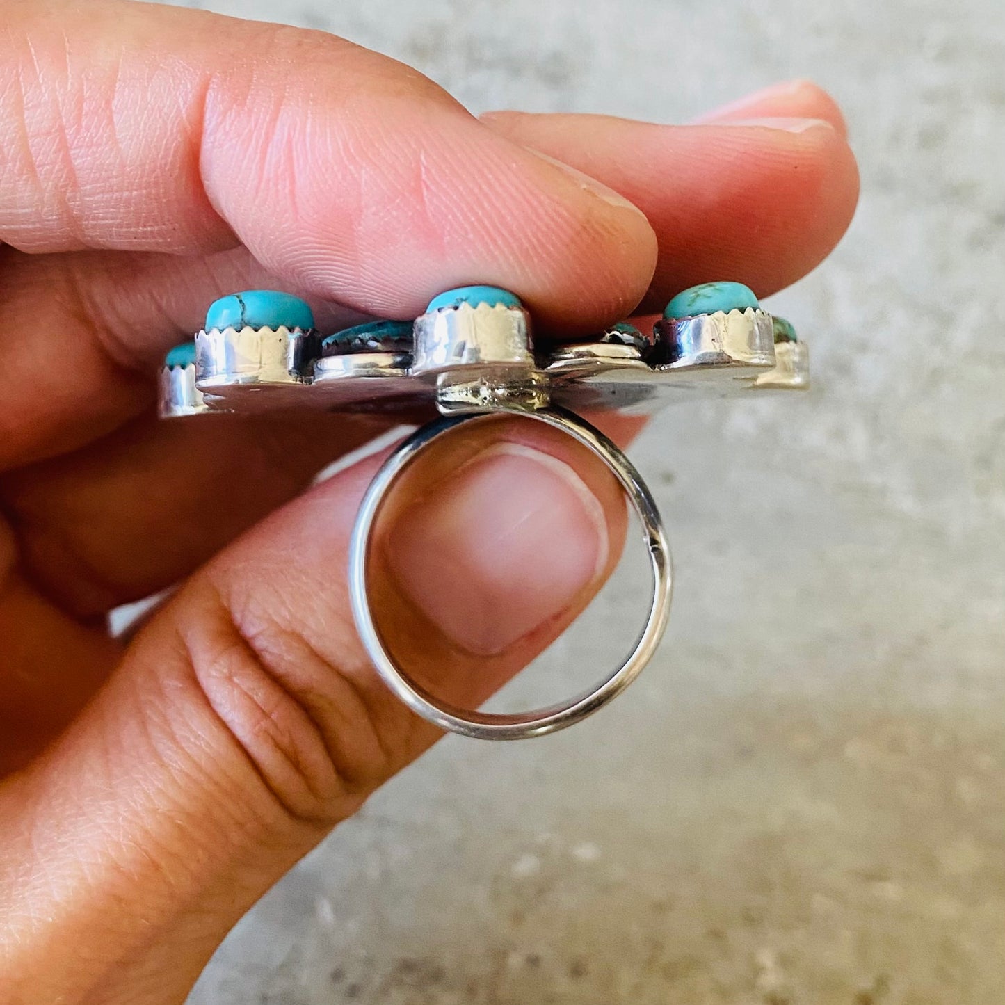 Navajo Lorenzo & Jerilyn Chee Sterling Silver & Campitos Turquoise Heart Ring