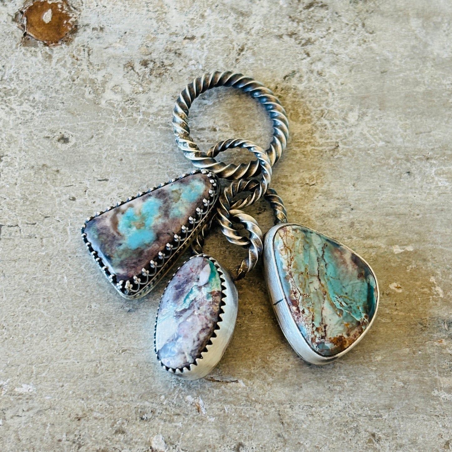 Navajo Chris Etsitty Sterling Silver & Bisbee Turquoise Pendant
