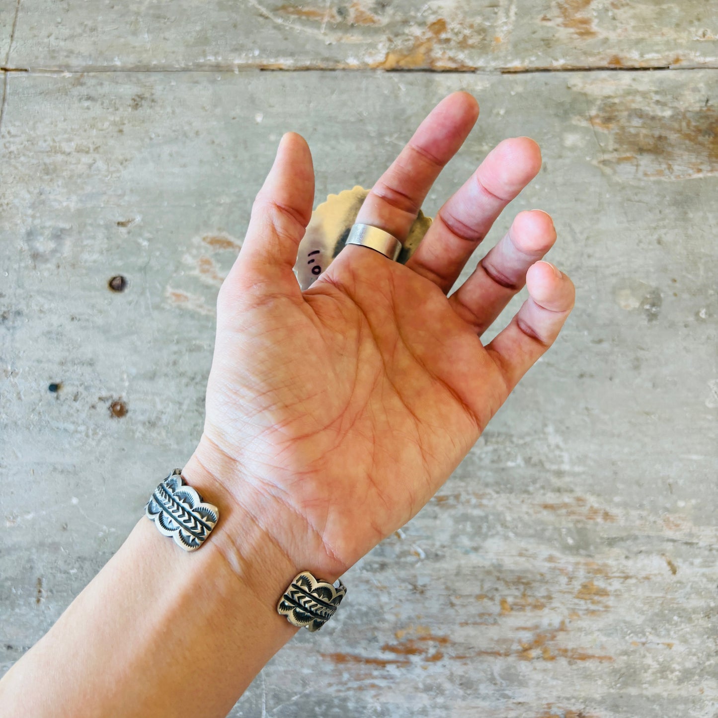 Navajo Randy Boyd Sterling Silver & Blue Ridge Turquoise Stacker Cuff