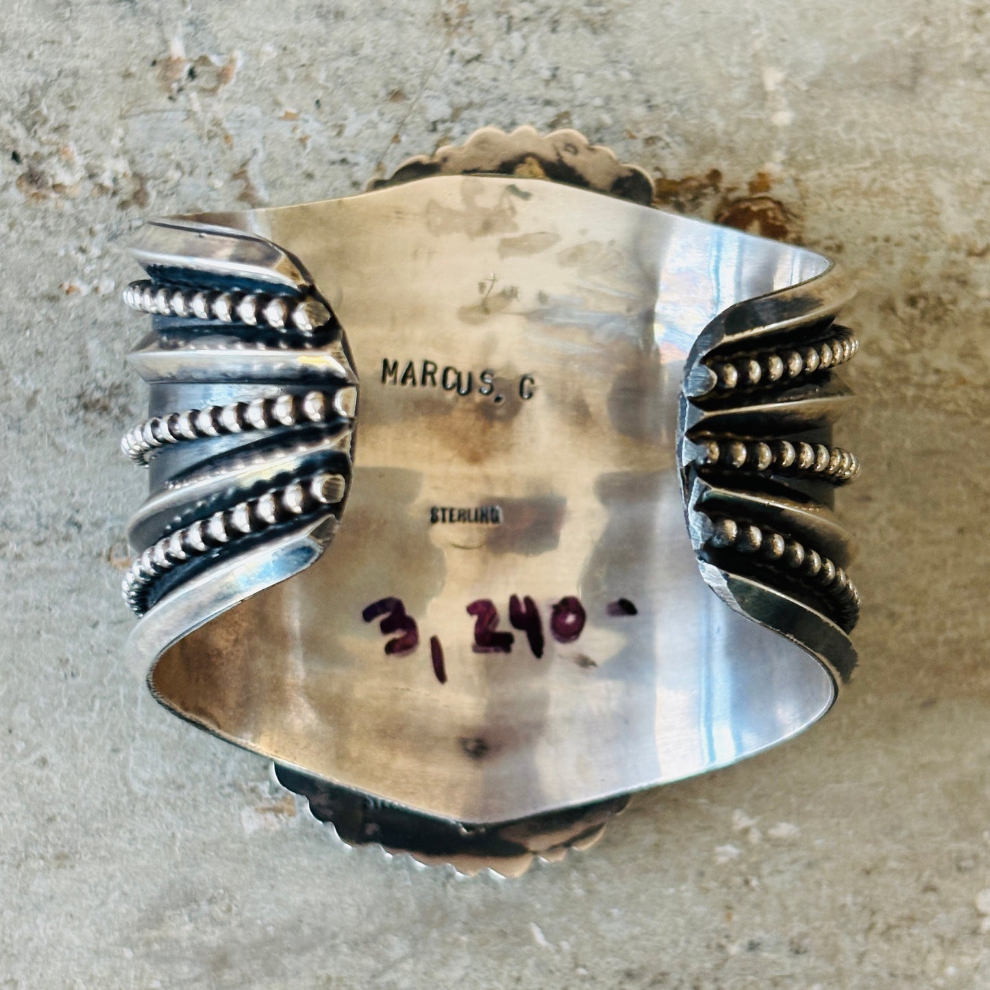 Navajo Marcus Chavez Sterling Silver & Kingman Turquoise Statement Cuff