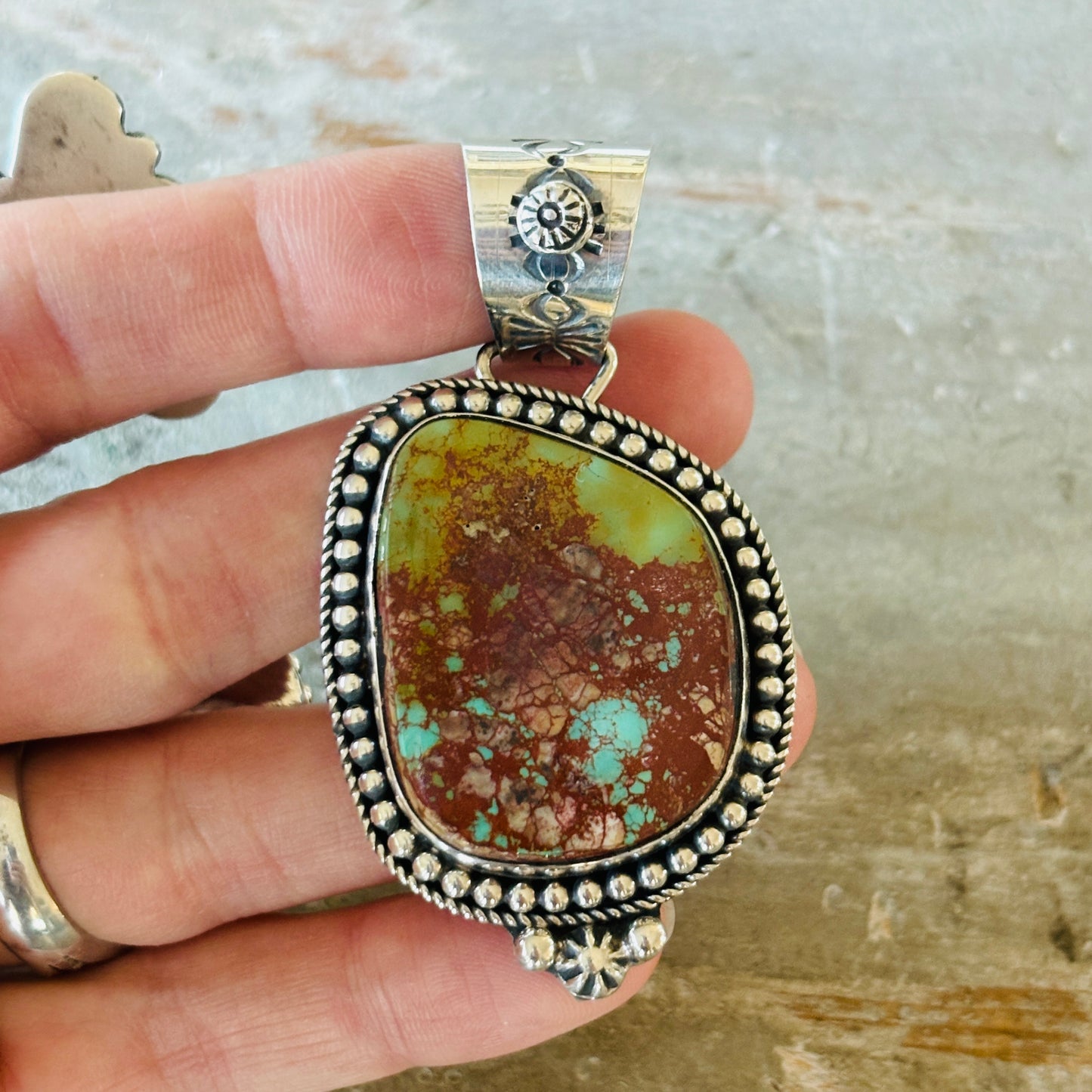 Apache Rosella Paxson Sterling Silver & Pilot Mountain Turquoise Pendant