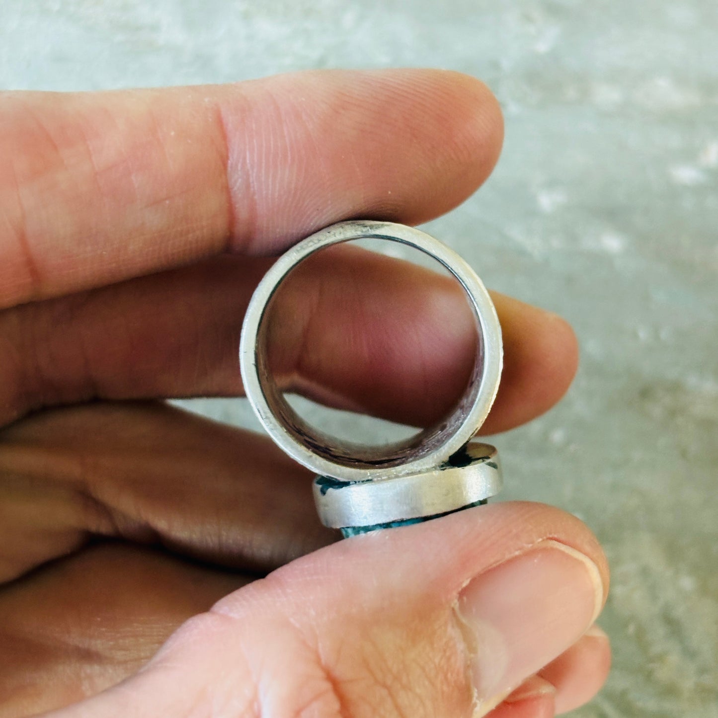 Lee Begay Sterling Silver & #8 Turquoise Tufa Cast Ring