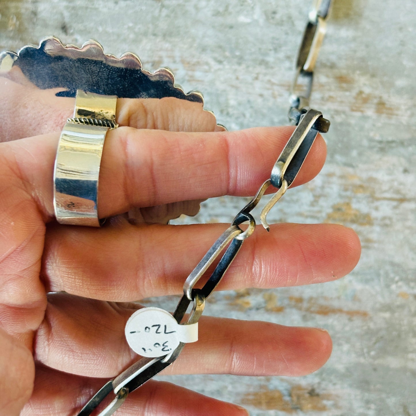 Navajo Kevin Shorty Sterling Silver Paperclip Chain