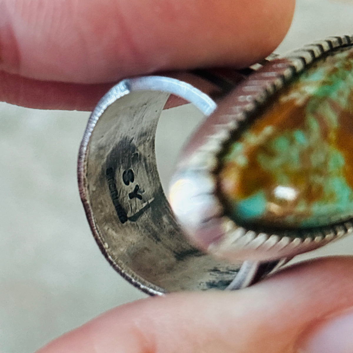 Navajo Stanford Yazzie Sterling Sterling & #8 Turquoise Ring
