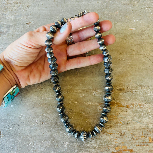 Navajo Virginia Tso Sterling Silver Handmade Pearls Necklace