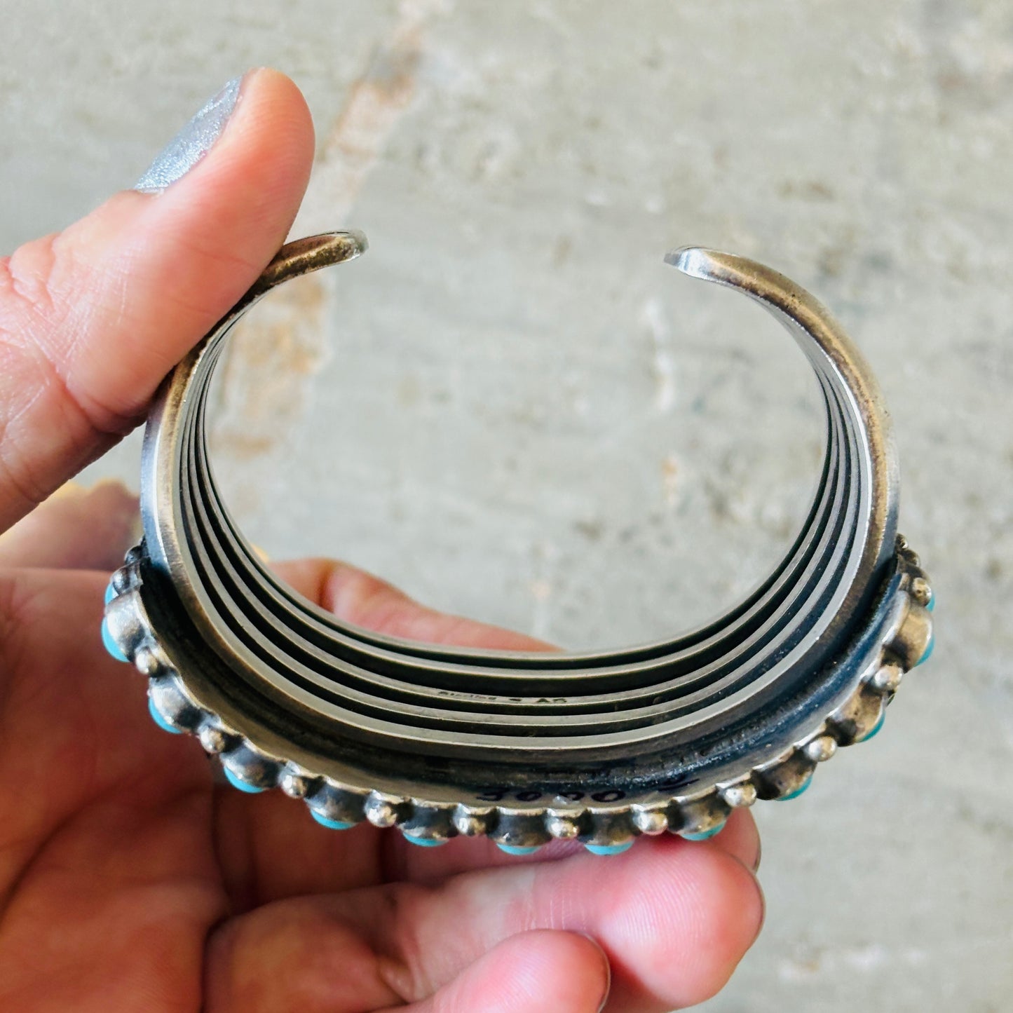Navajo Anthony Skeets Sterling Silver & Kingman Turquoise Statement Cuff