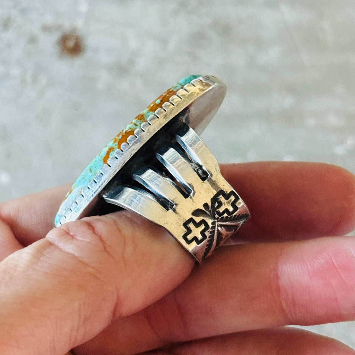 Navajo Stanford Yazzie Sterling Sterling & #8 Turquoise Ring