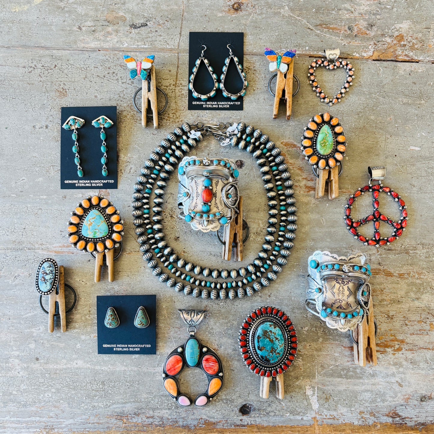 New Navajo Dustin Francisco Sterling Silver & #8 Turquoise Stud Earrings