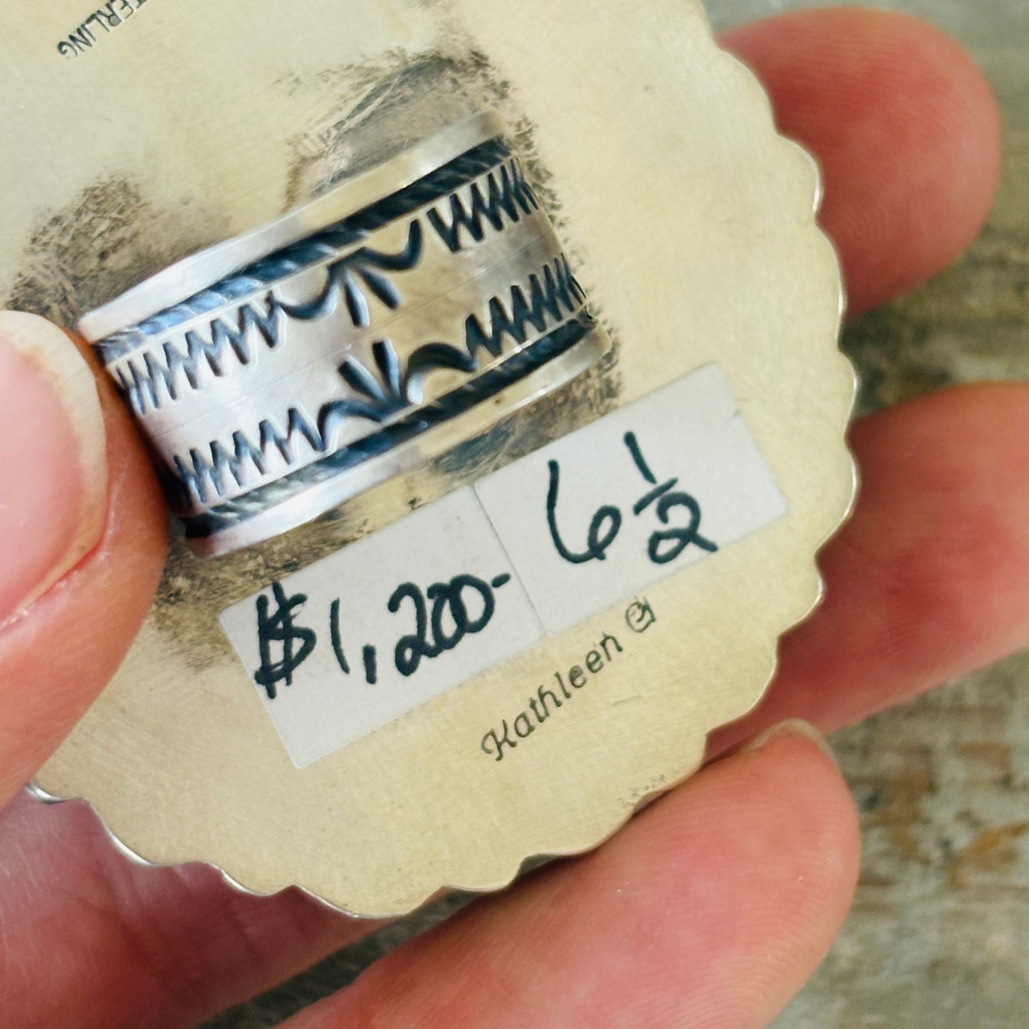 Navajo Kathleen Chavez Sterling Silver - Sonoran & Kingman Cluster Ring