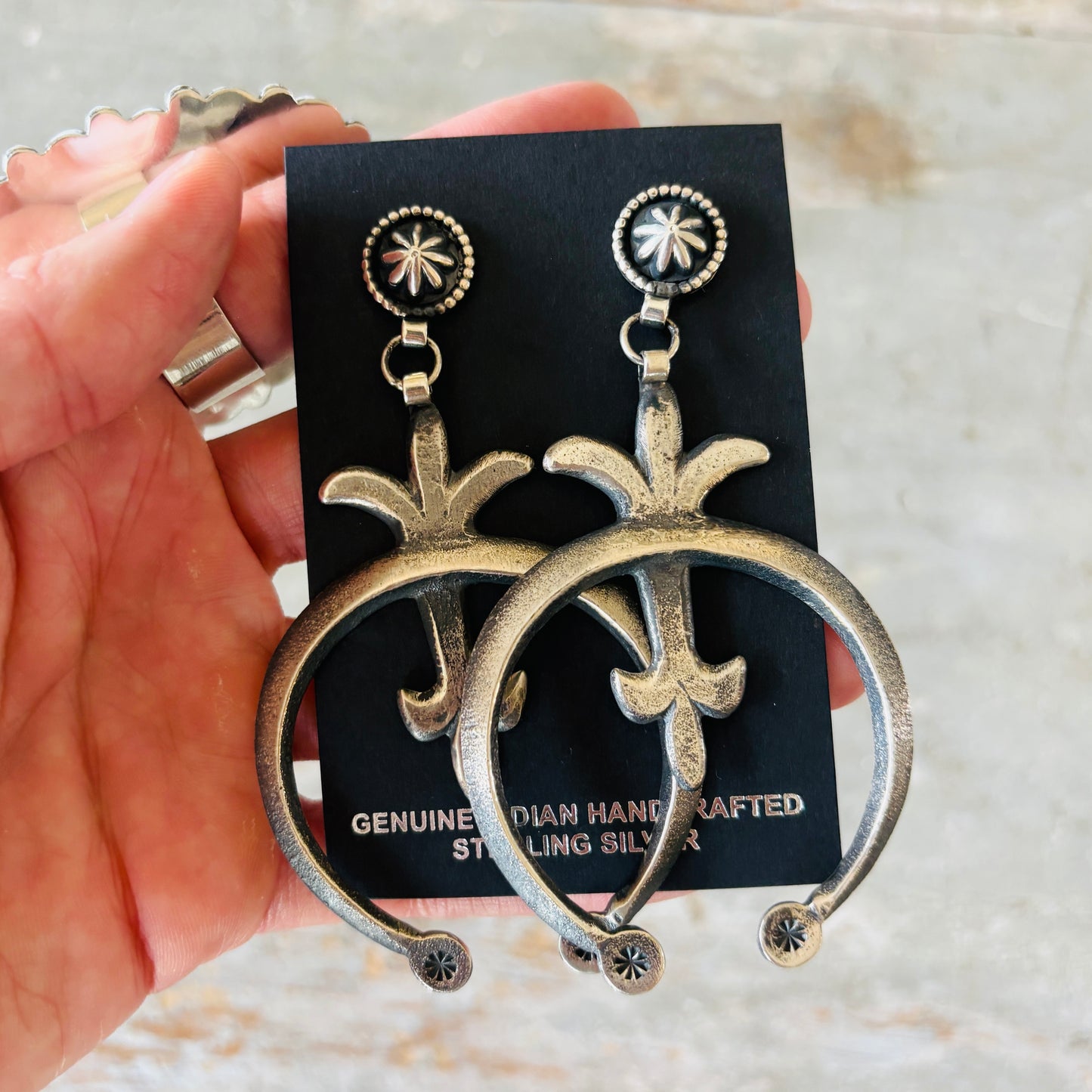 Navajo Braxton Parkett Sterling Silver Naja Earrings