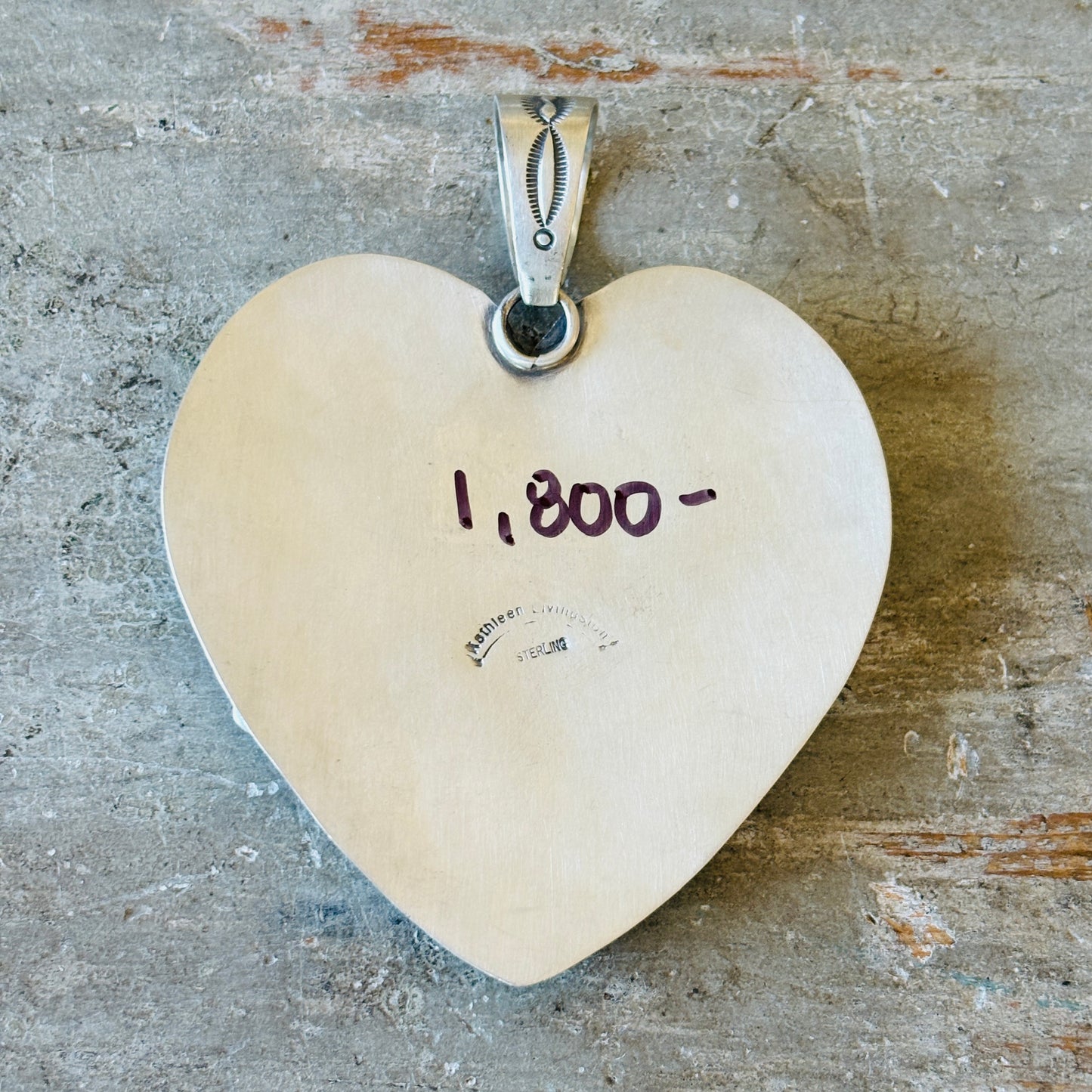 Navajo Kathleen Livingston Sterling Silver & Kingman Turquoise Heart Cluster Pendant