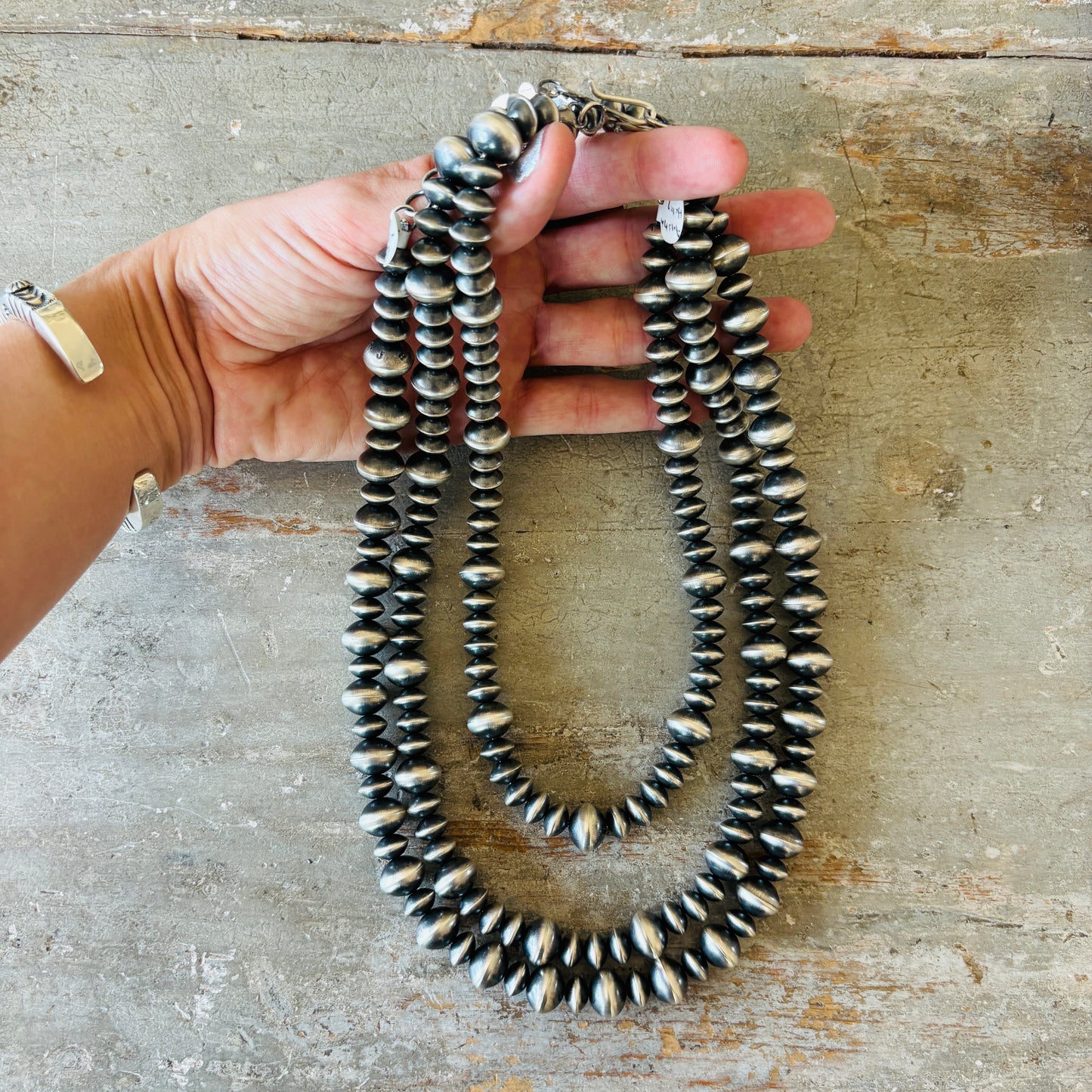 Navajo Austin Haley Sterling Silver 6mm - 10mm Handmade Pearls Necklace