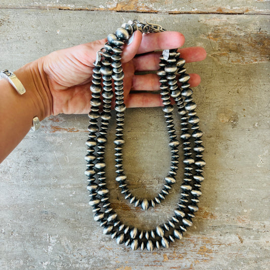 Navajo Austin Haley Sterling Silver 6mm - 10mm Handmade Pearls Necklace