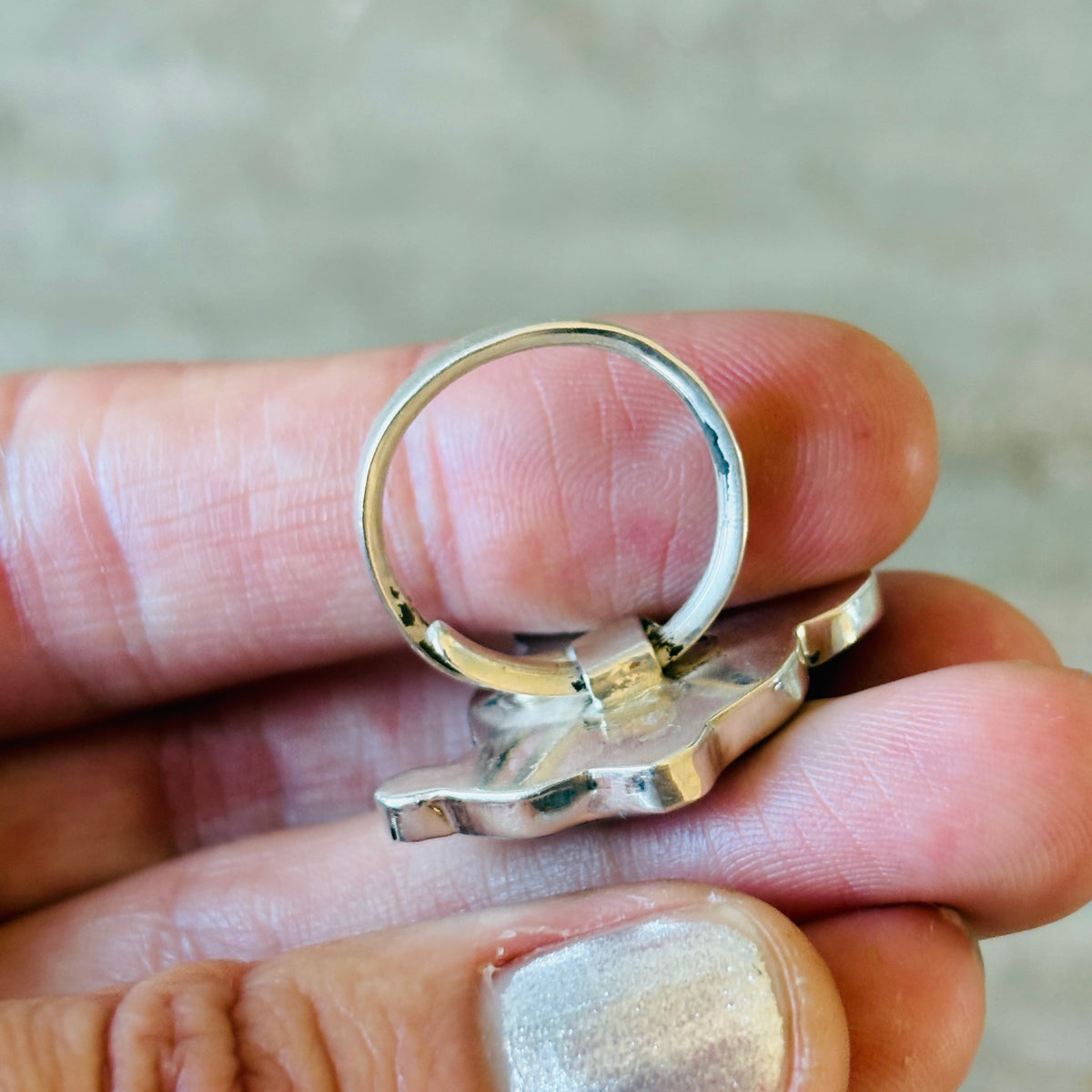 Zuni Don Dewa Sterling Silver Multi Stone Mickey Mouse Ring