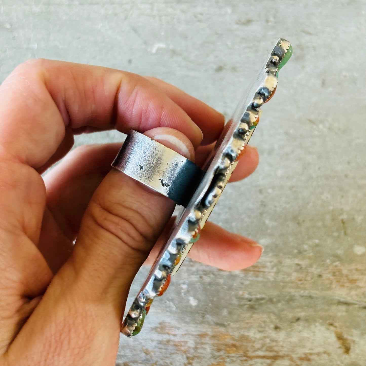 Navajo Kindale Billah Sterling Silver - Ceramic & Mojave Cowboy Ring