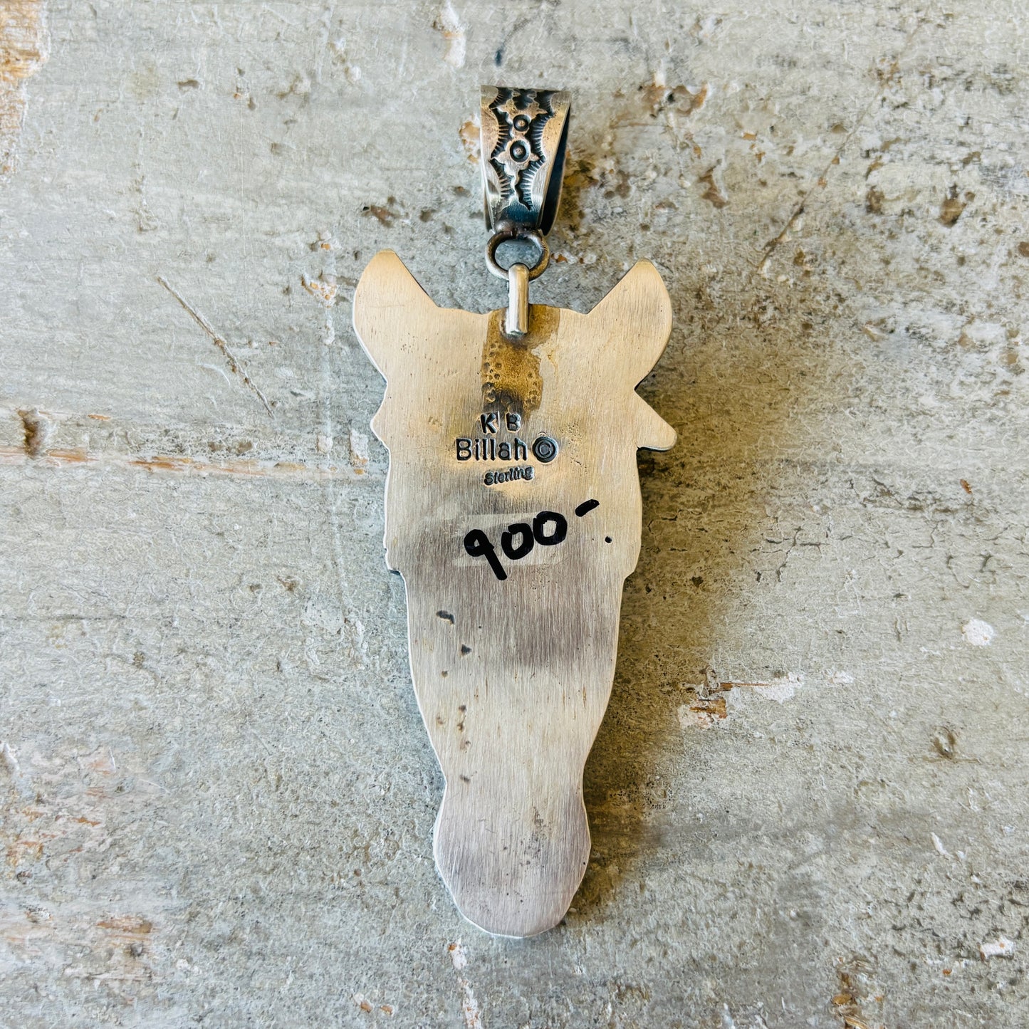 Navajo Kindale Billah Sterling Silver & Kingman Horse Head Pendant