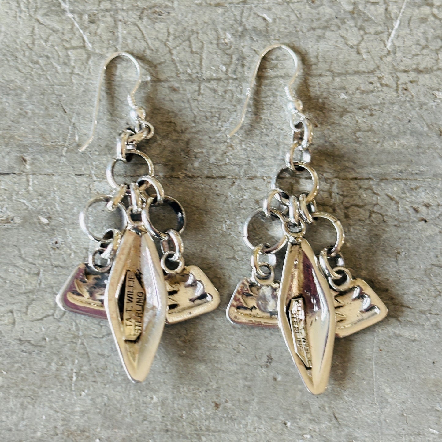 Navajo Dakota Willie Sterling Silver Charm Earrings