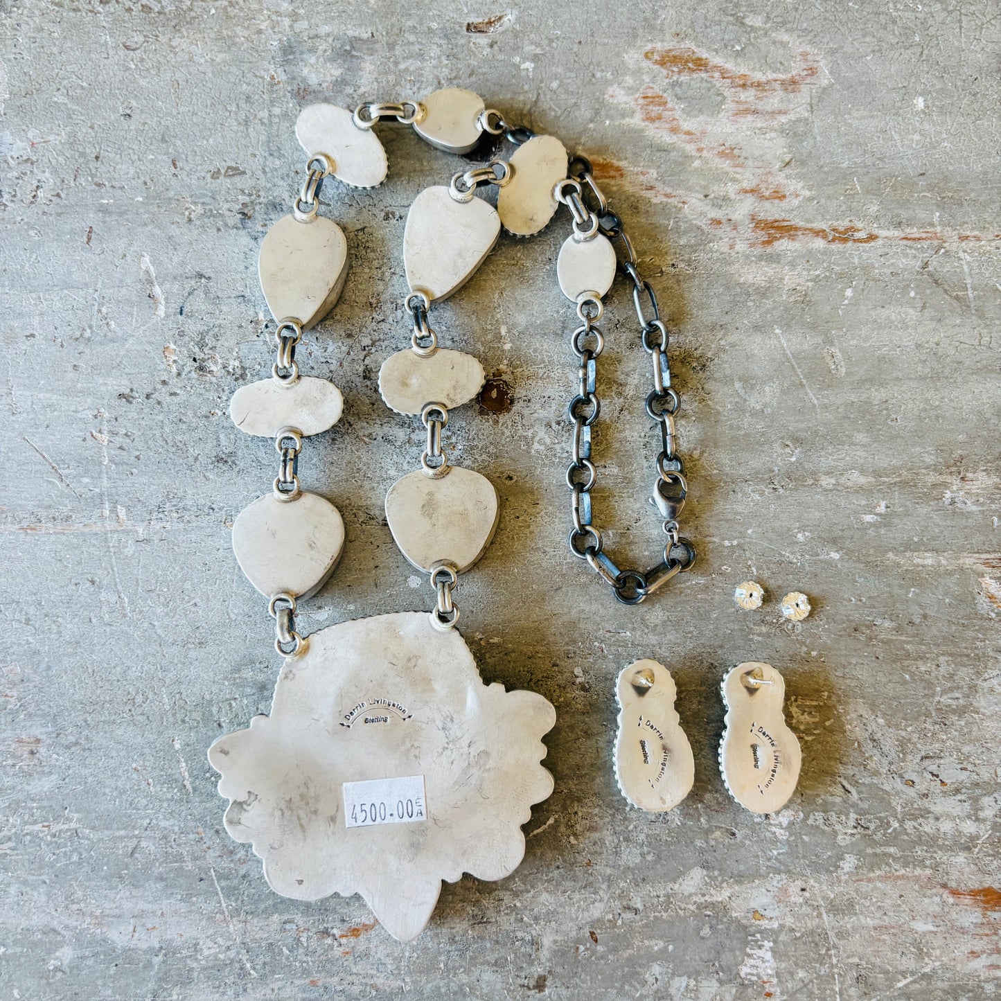 Navajo Darrin Livingston Sterling Silver & Royston Statement Necklace Set
