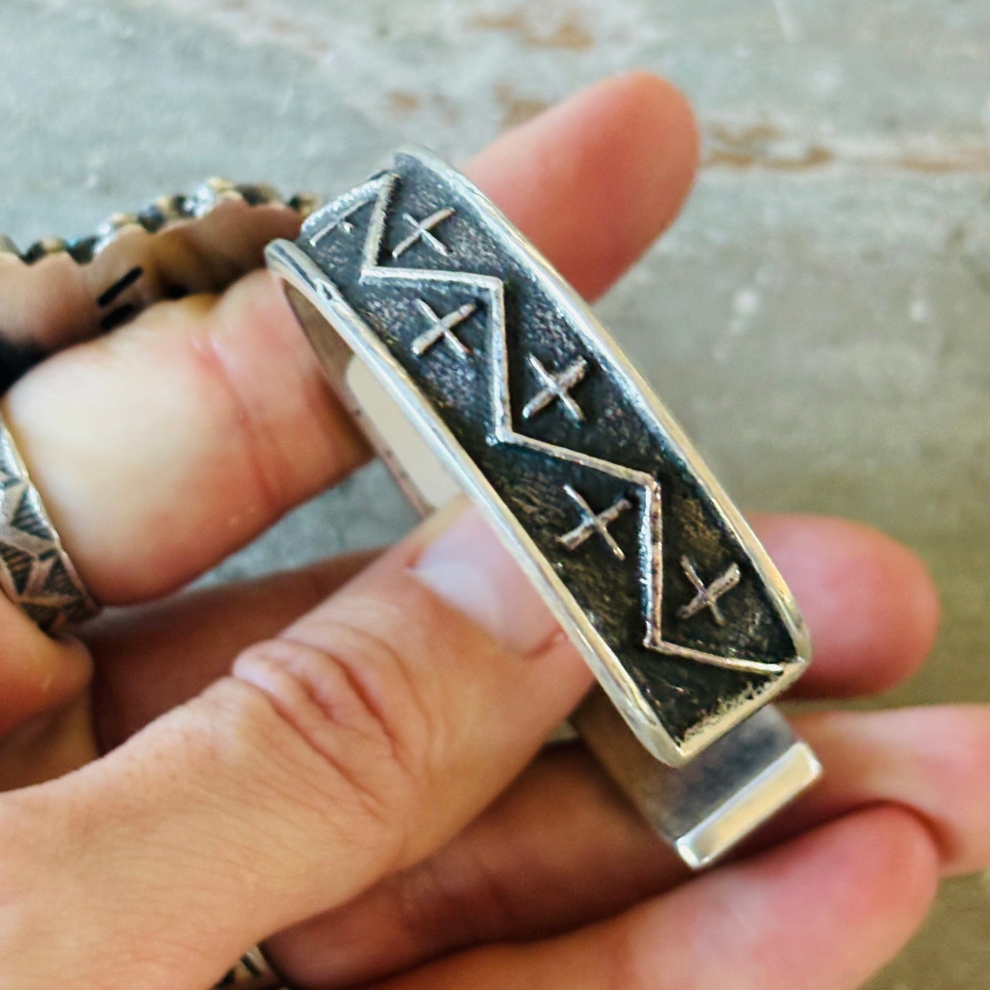 Navajo Aaron Anderson Crosses Tufa Cast Cuff