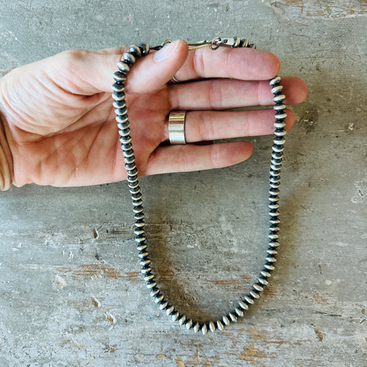 Navajo Tonisha Haley Sterling Silver 6.5mm Handmade Pearls Necklace