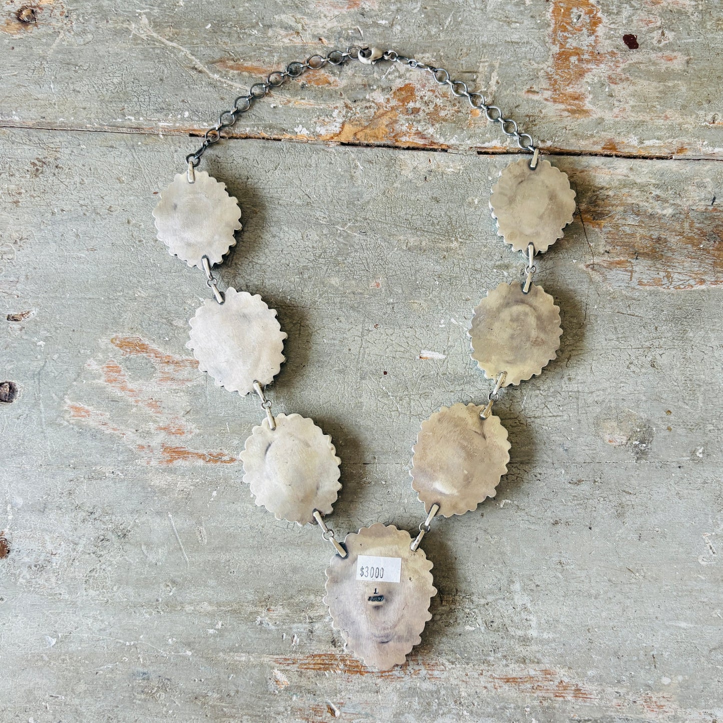 Navajo Taliah Benally Sterling Silver Multi Stone Cluster Necklace