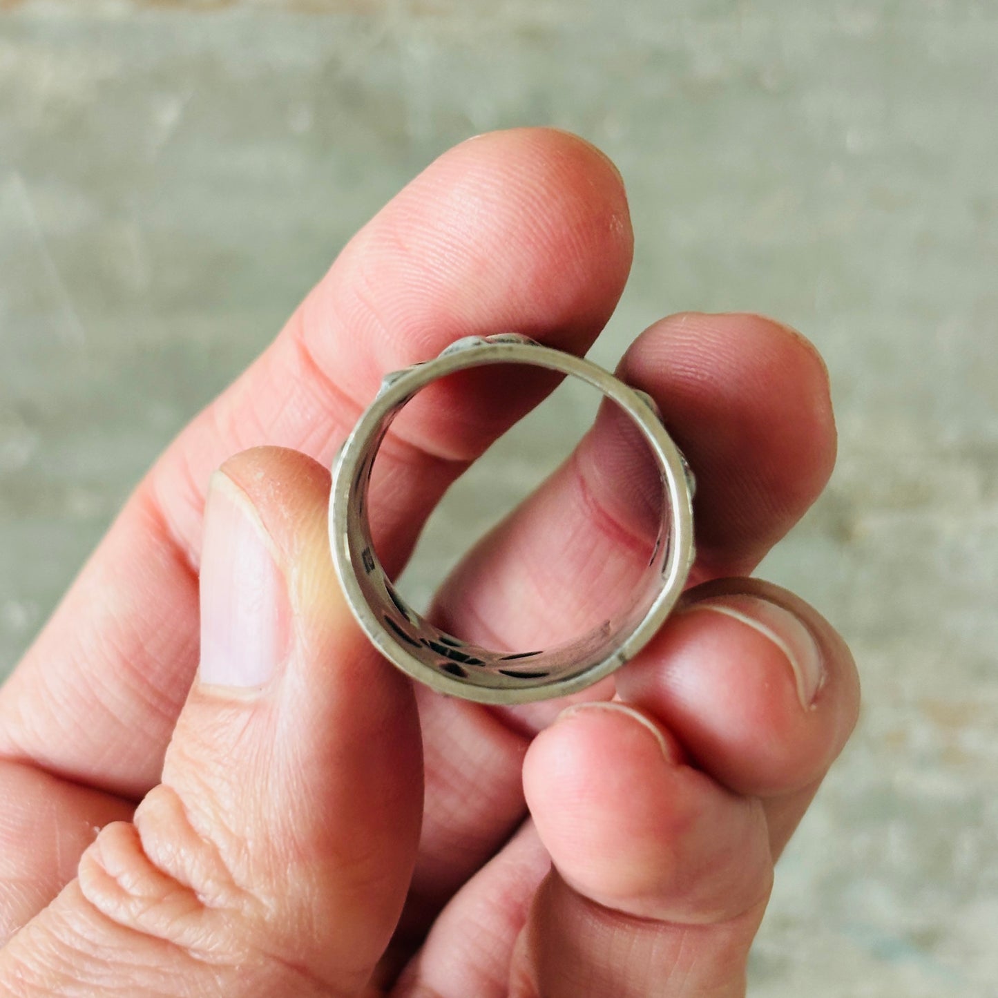 Navajo Robert Johnson Sterling Silver Floral Repousse Ring