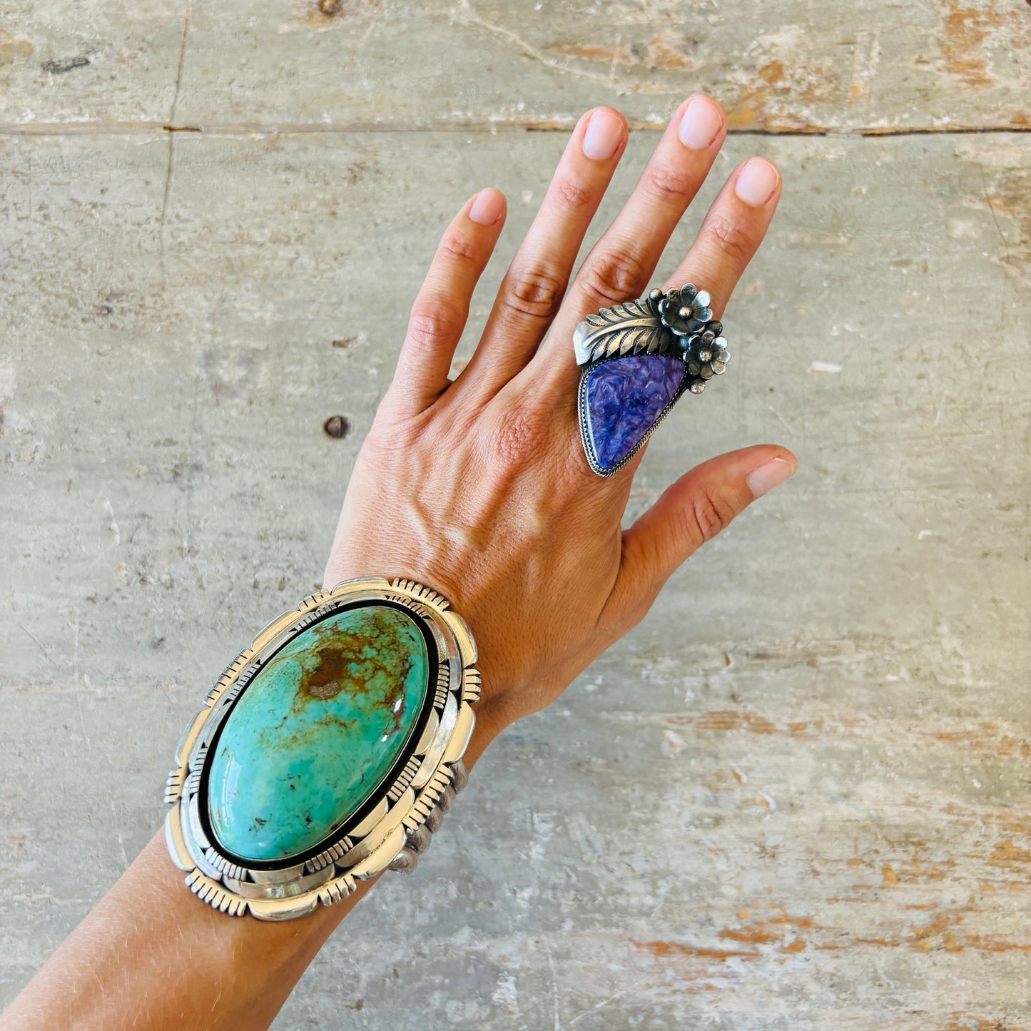 Navajo Marcus Chavez Sterling Silver & Charoite Ring