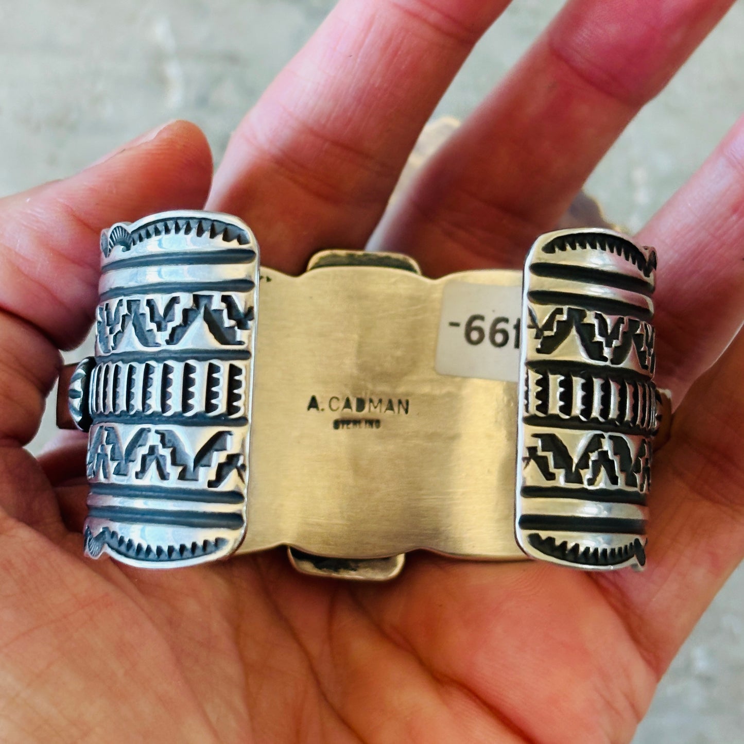 Navajo Andy Cadman Sterling Silver & Kingman Turquoise Crosses Cuff