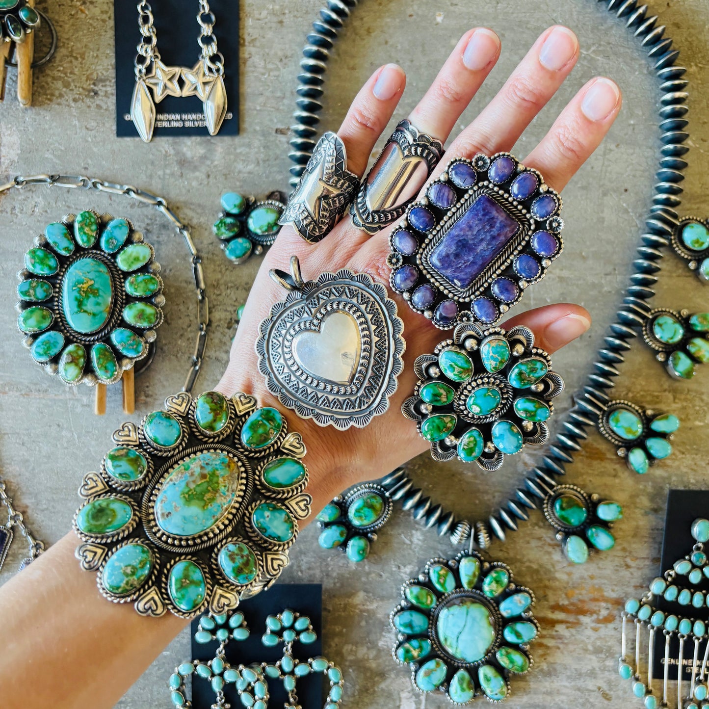 Navajo Sheila Becenti Sterling Silver & Mixed Turquoise Ring