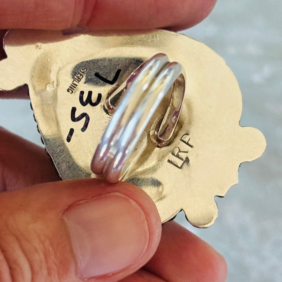 Navajo Leonard Platero Sterling Silver & Block Turquoise Heart Ring