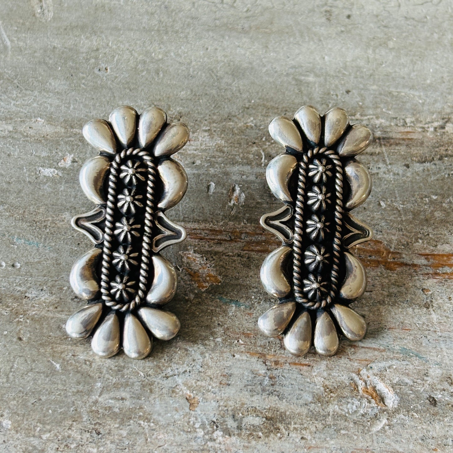 Navajo Thomas Jim Sterling Silver Statement Earrings