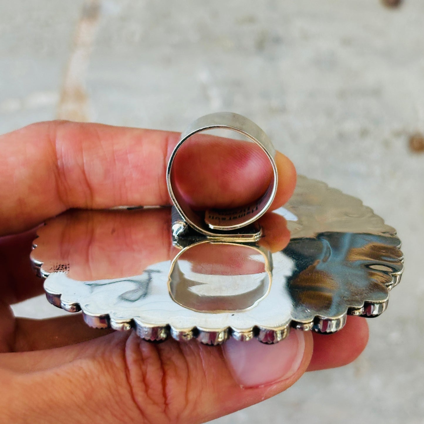 Navajo Hemerson Brown Sterling Silver - Druzy & Black Onyx Cluster Ring