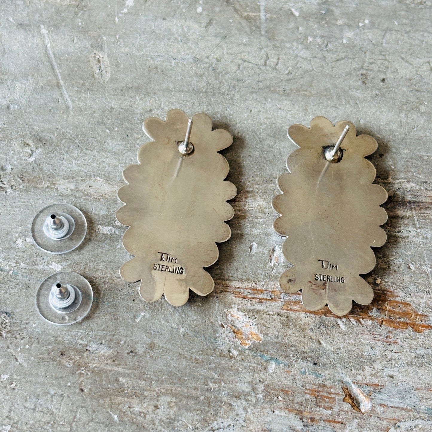 Navajo Thomas Jim Sterling Silver Statement Earrings