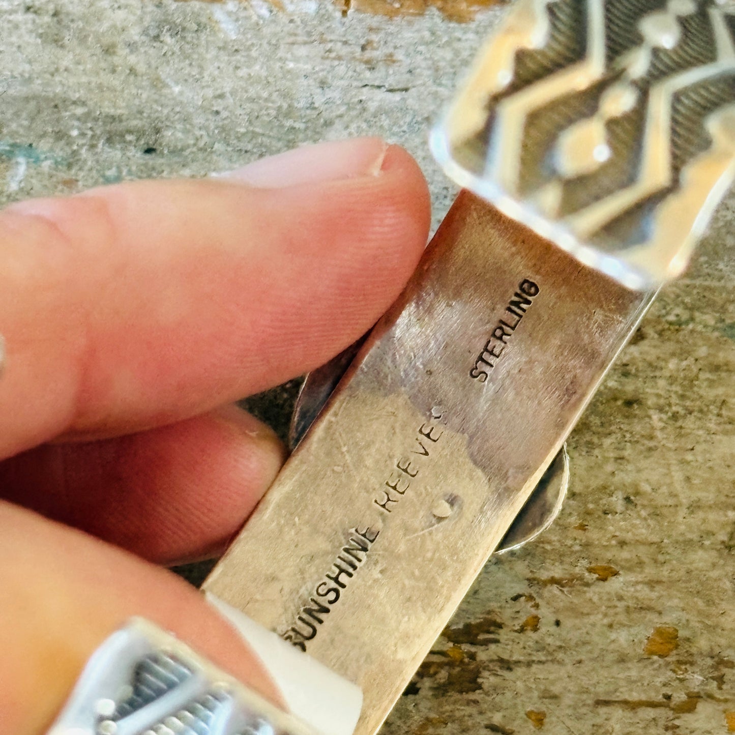 Navajo Sunshine Reeves Sterling Silver & Persian Turquoise Stacker Cuff