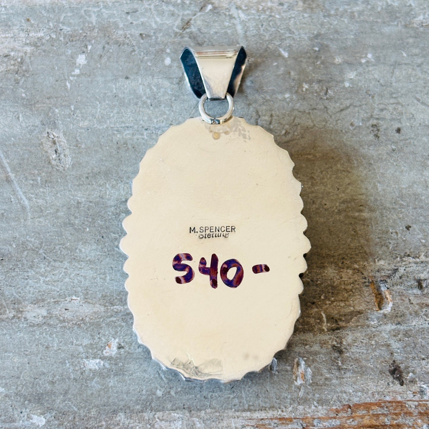 Navajo Morgan Spencer Sterling Silver & Kingman Turquoise Cobblestone Pendant