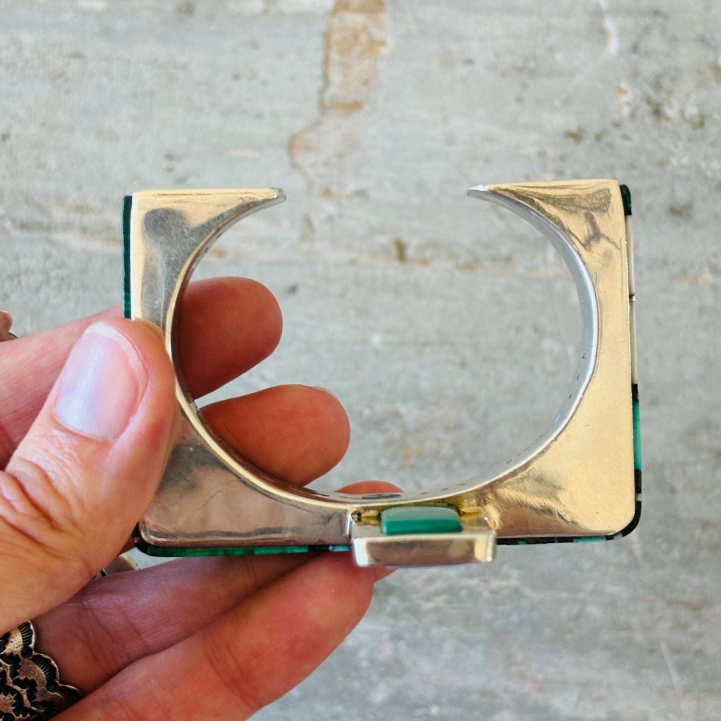 Navajo Harold Smith Sterling Silver Multi Stone Prototype Inlay Cuff