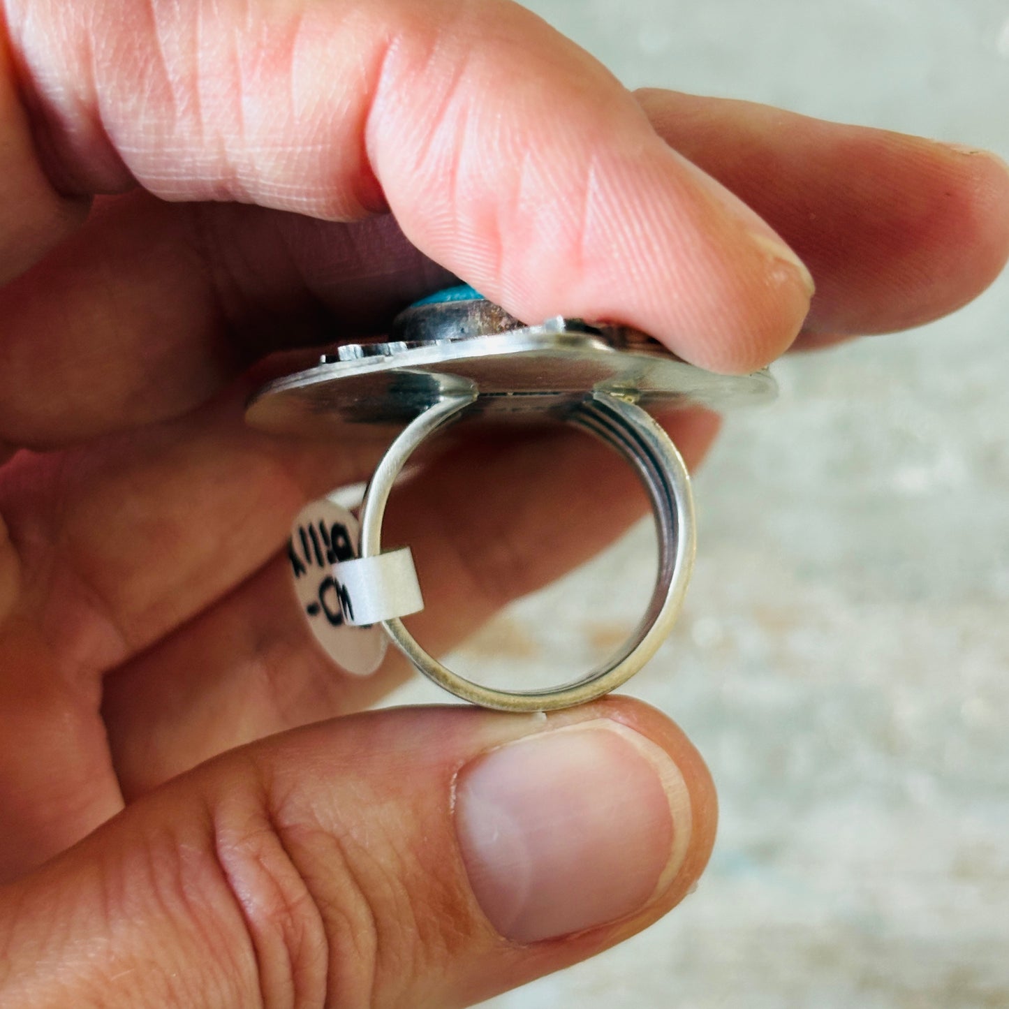 Navajo Randy Boyd Sterling Silver & Whitewater Kingman Turquoise Ring