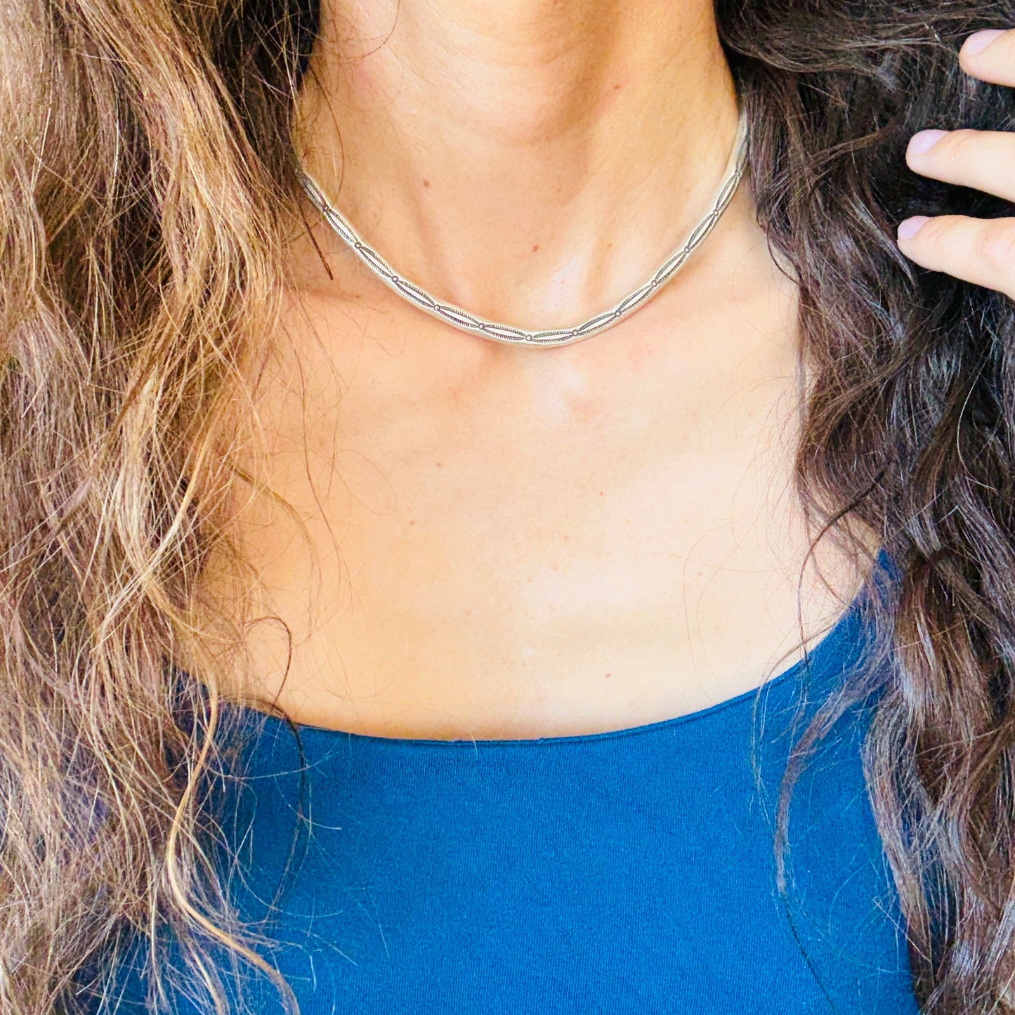 Navajo Herman Smith Sterling Silver Collar Necklace