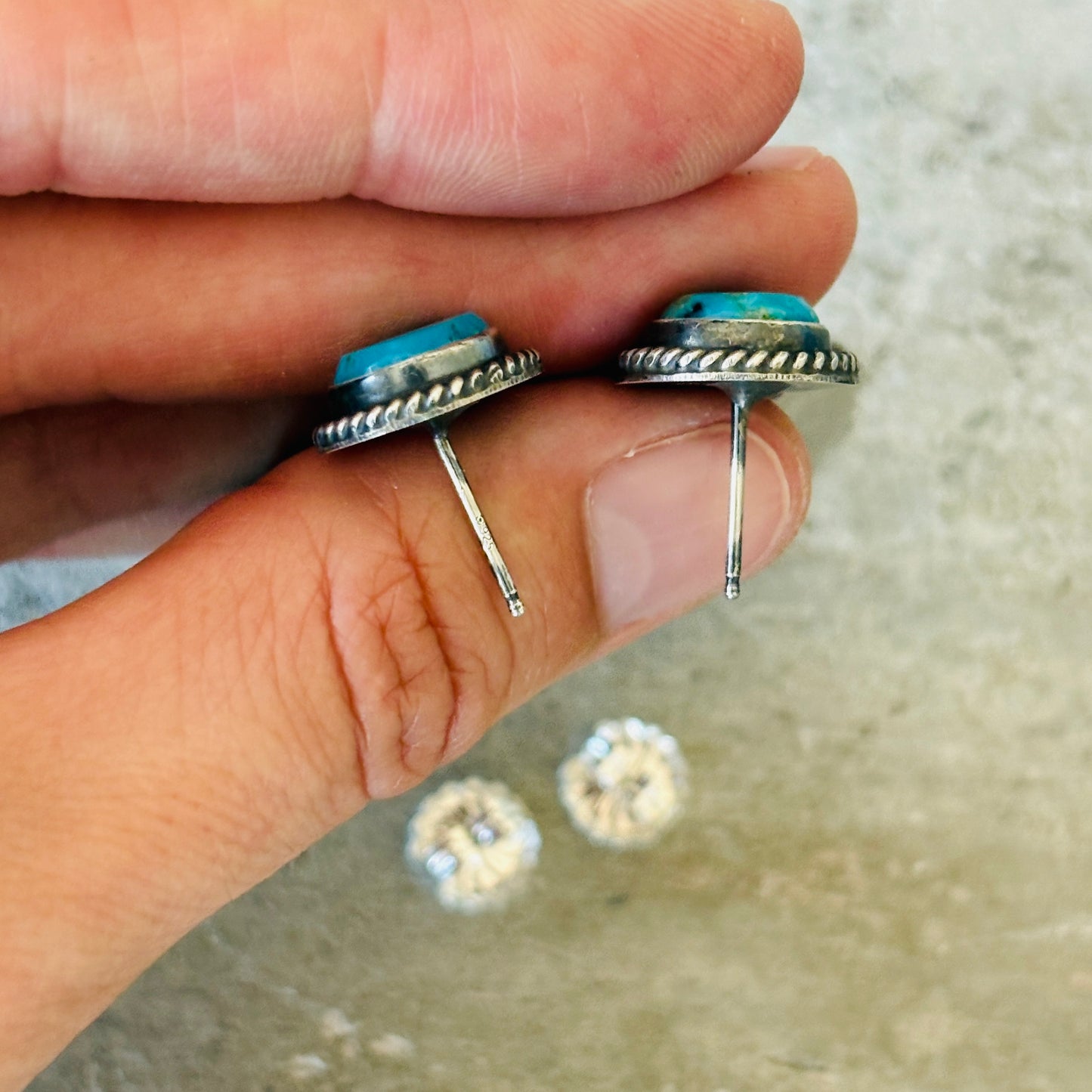 Navajo Anthony Skeets Sterling Silver Multi Stone Cluster Earrings