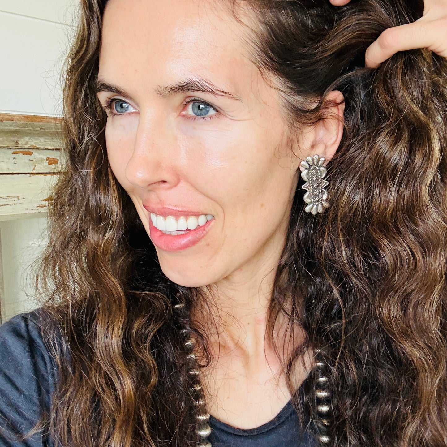Navajo Thomas Jim Sterling Silver Statement Earrings