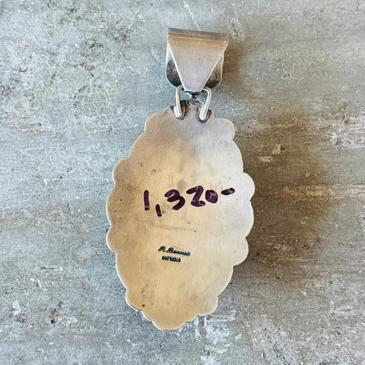 Navajo Ray Bennett Sterling Silver & Kingman Turquoise Pendant