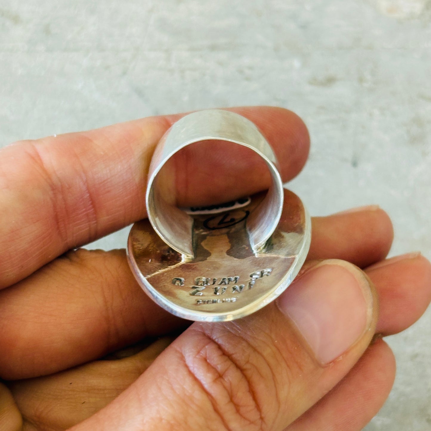Zuni Q Quam Sterling Silver Hummingbird Inlay Ring