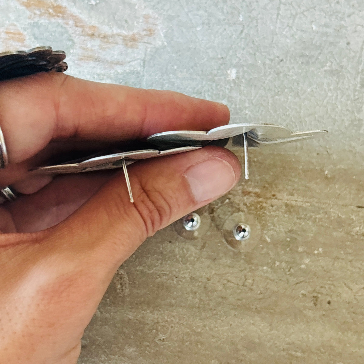 Navajo Dakota Willie Sterling Silver Star Concho Earrings
