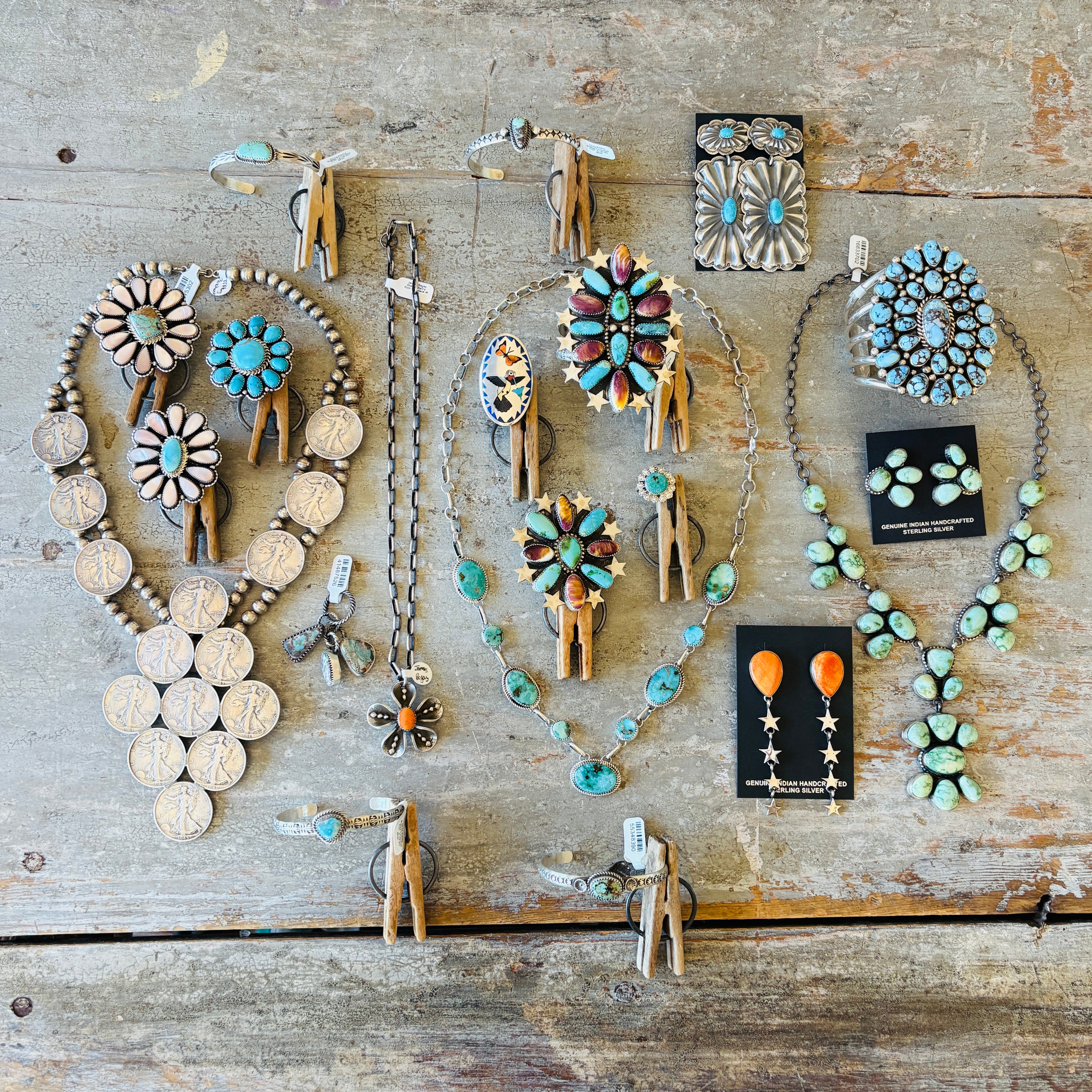 Navajo Chris Etsitty Sterling Silver & Bisbee Turquoise Stacker